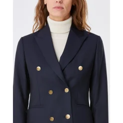 Blazer Caroline croisé pure laine à boutons dorés