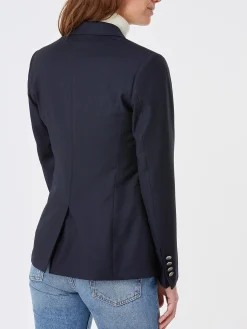 Blazer Caroline croisé pure laine à boutons argentés