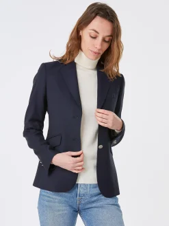 Blazer Daniela natté pure laine à boutons dorés