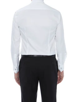 Chemise Benton cintrée unie en pur coton à poignet mousquetaire Palma