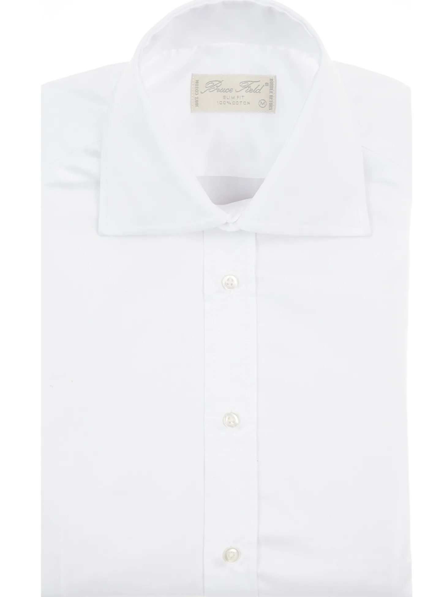 Chemise cintrée en pur coton unie à col haut deux boutons