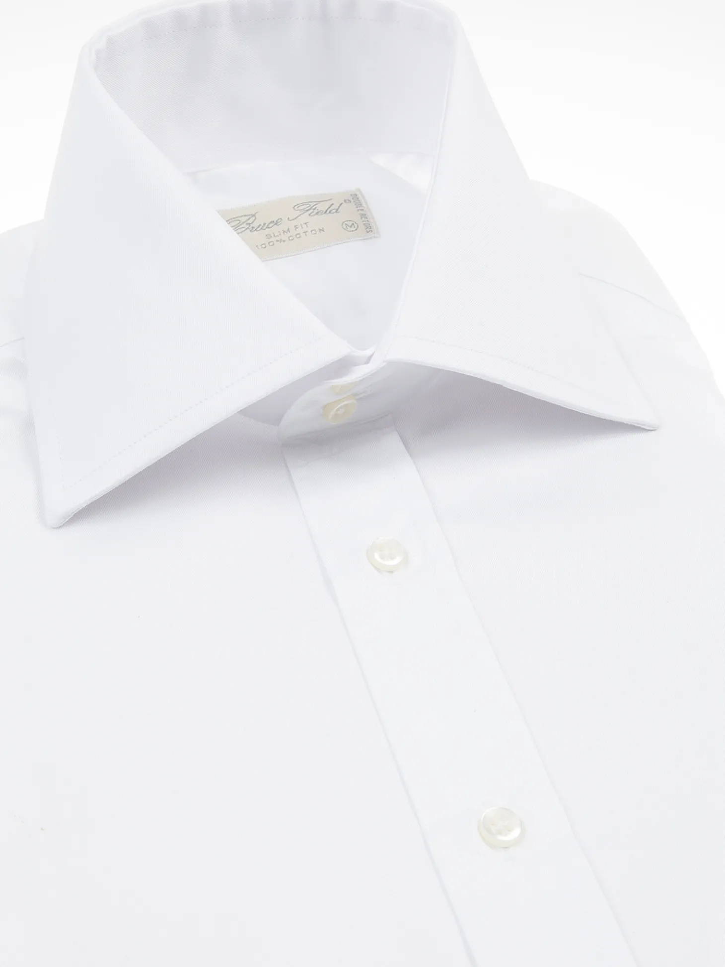 Chemise cintrée en pur coton unie à col haut deux boutons
