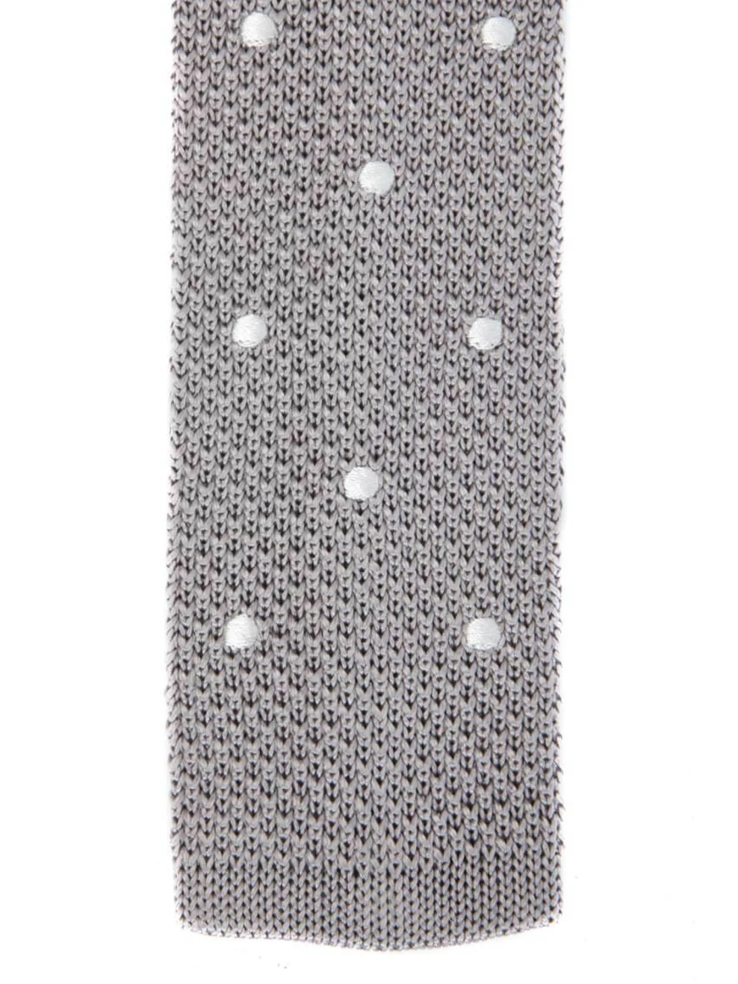 Cravate fine en maille tricot pure soie à pois