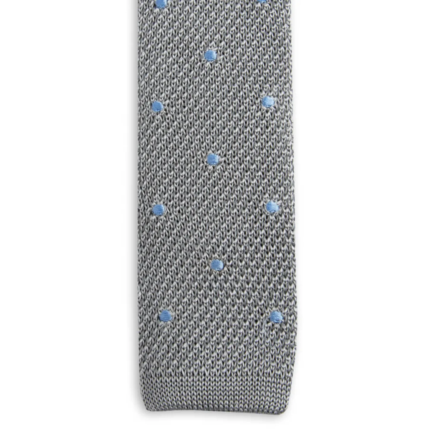 Cravate fine en maille tricot pure soie à pois