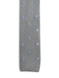 Cravate fine en maille tricot pure soie à pois