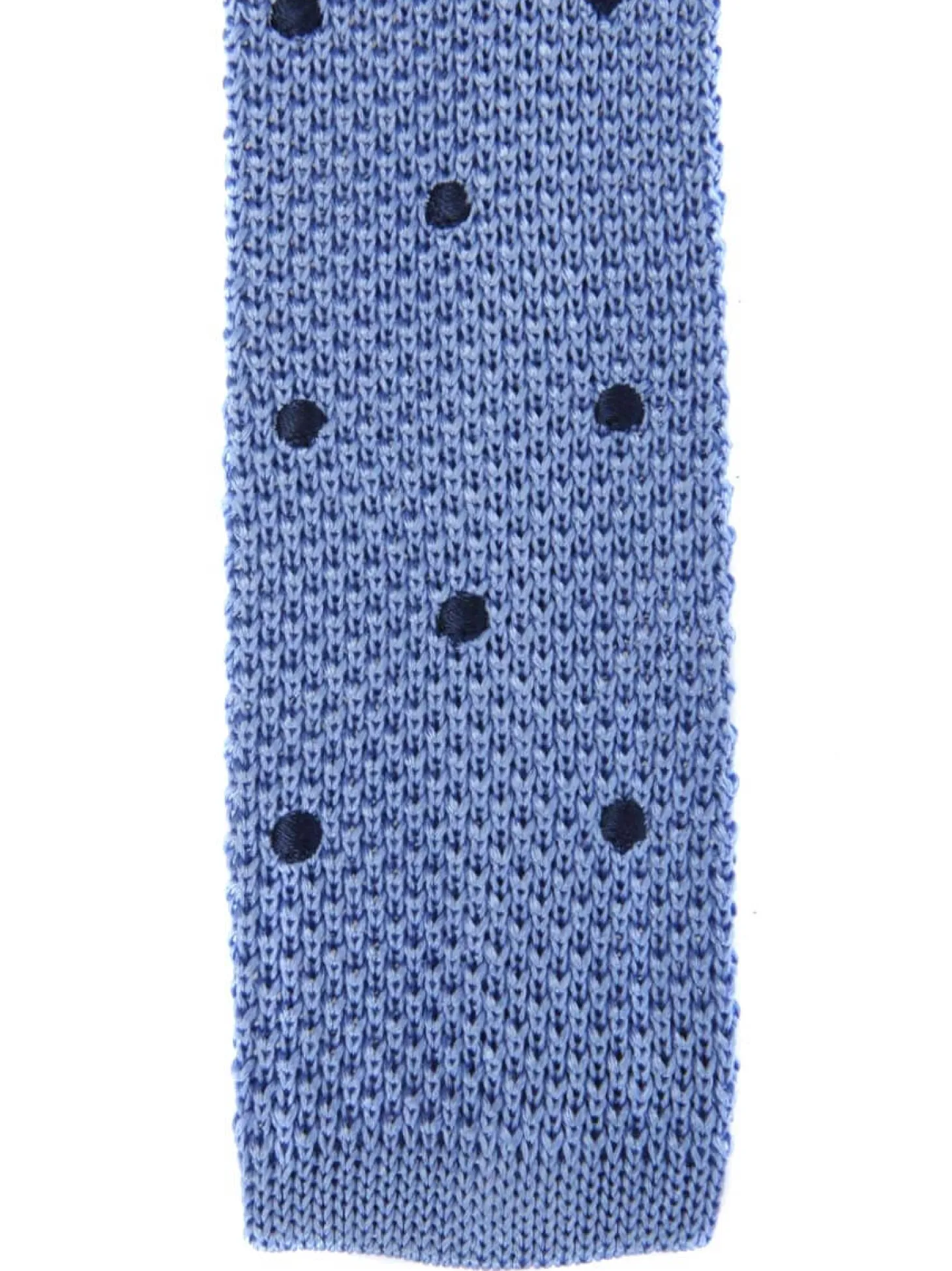 Cravate fine en maille tricot pure soie à pois