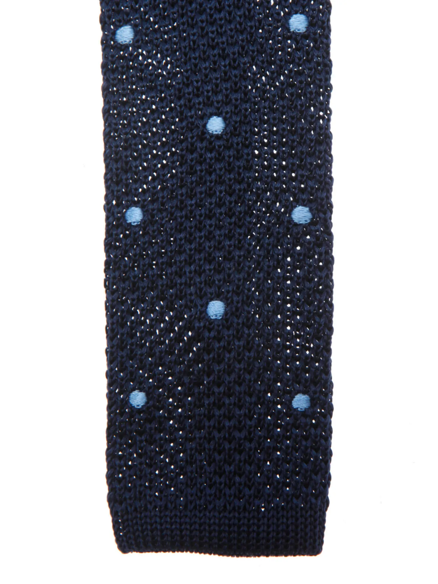 Cravate fine en maille tricot pure soie à pois