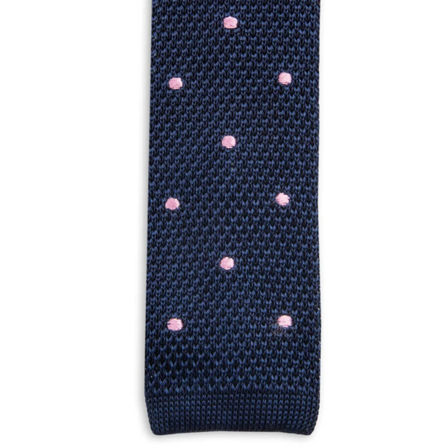 Cravate fine en maille tricot pure soie à pois