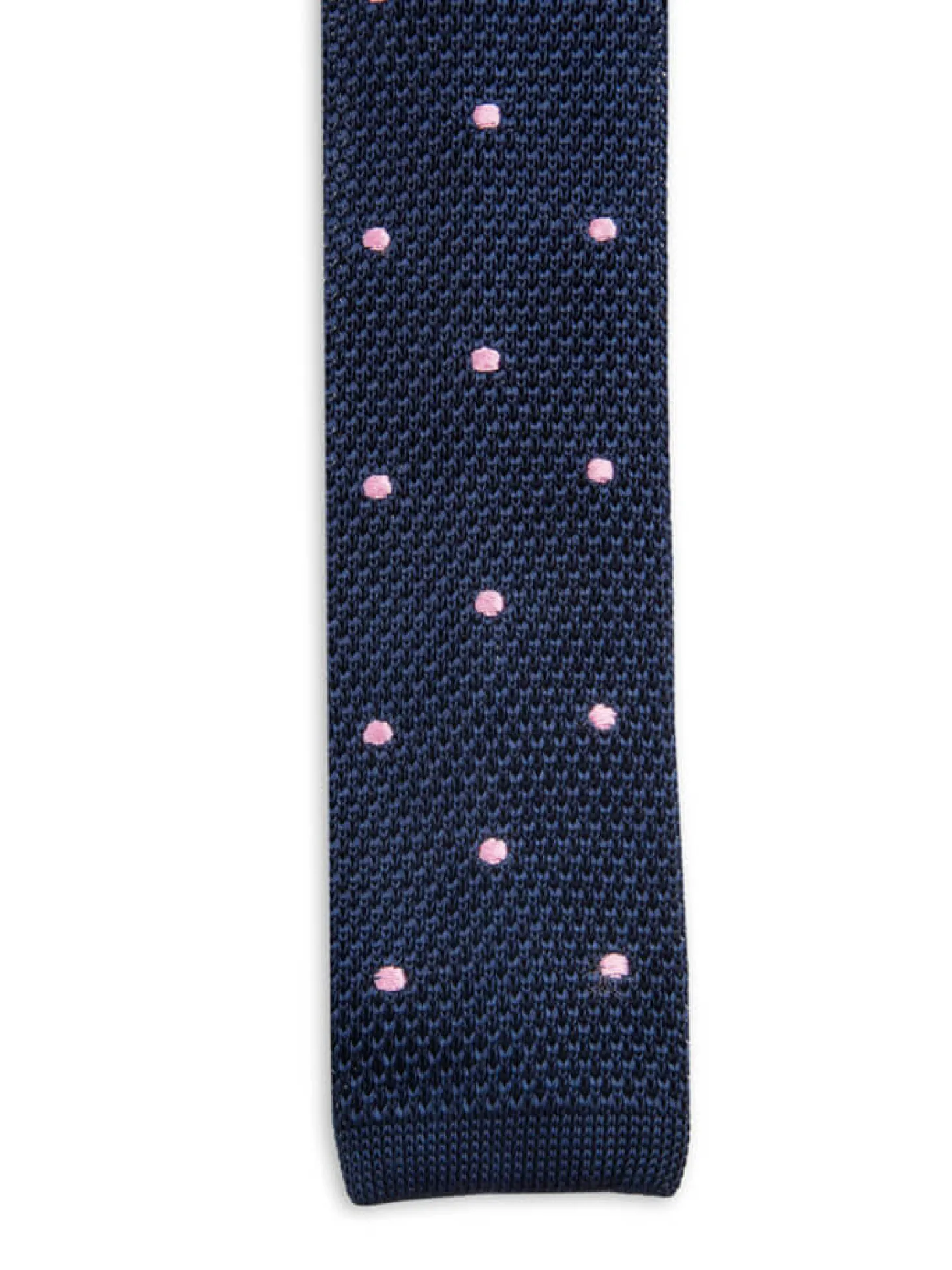 Cravate fine en maille tricot pure soie à pois