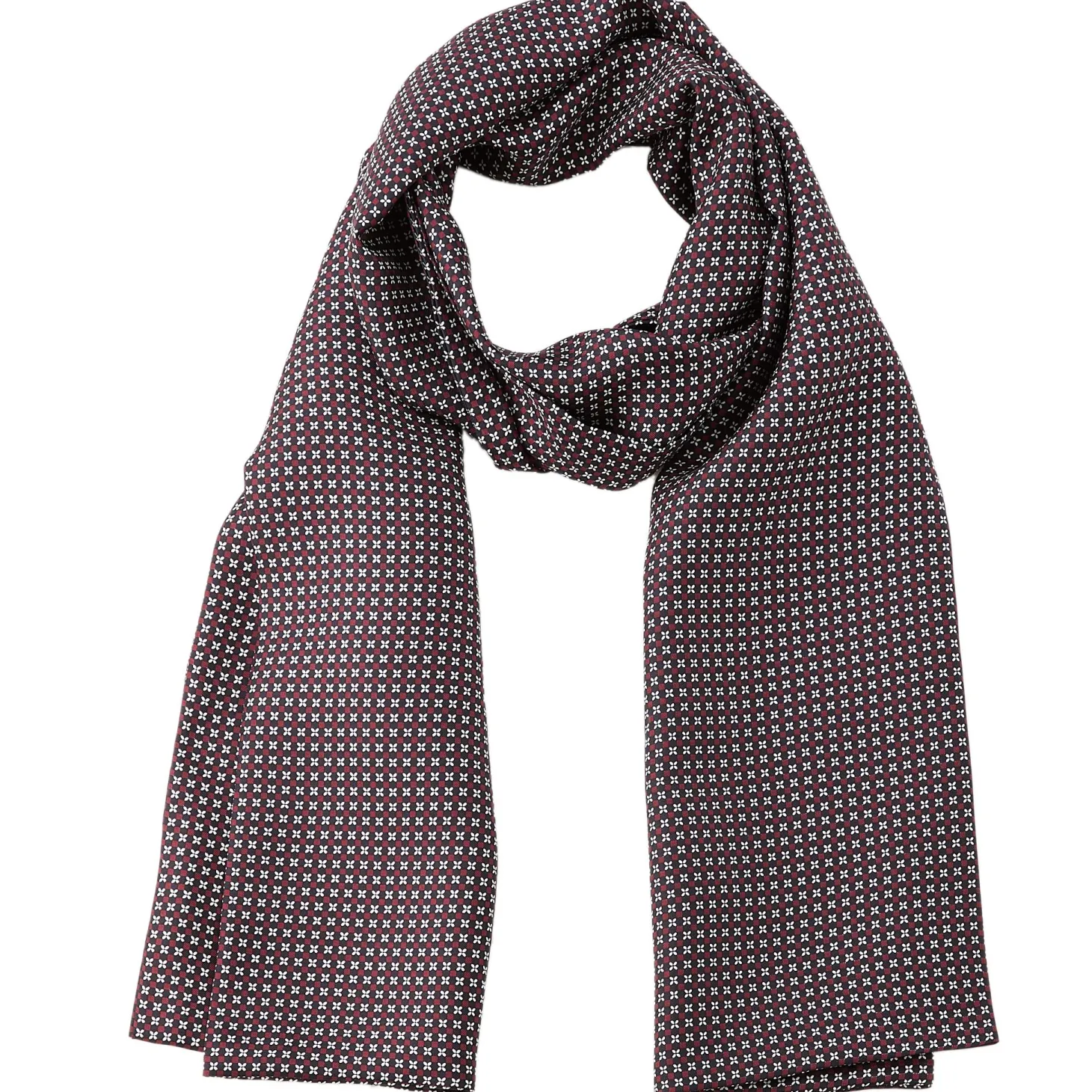 Foulard pure soie à puces et fleurs
