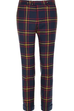 Pantalon ajusté pure laine anglaise tartan Paride