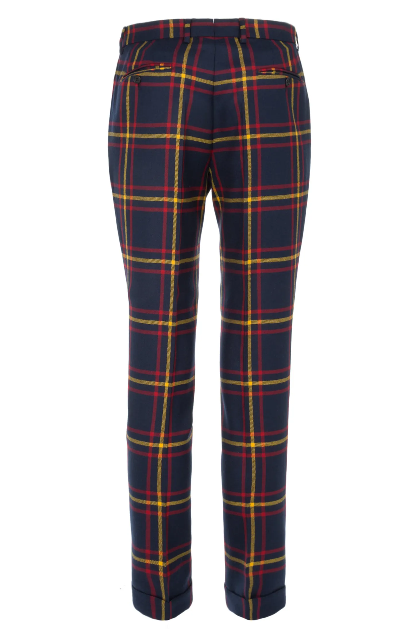 Pantalon ajusté pure laine anglaise tartan Paride