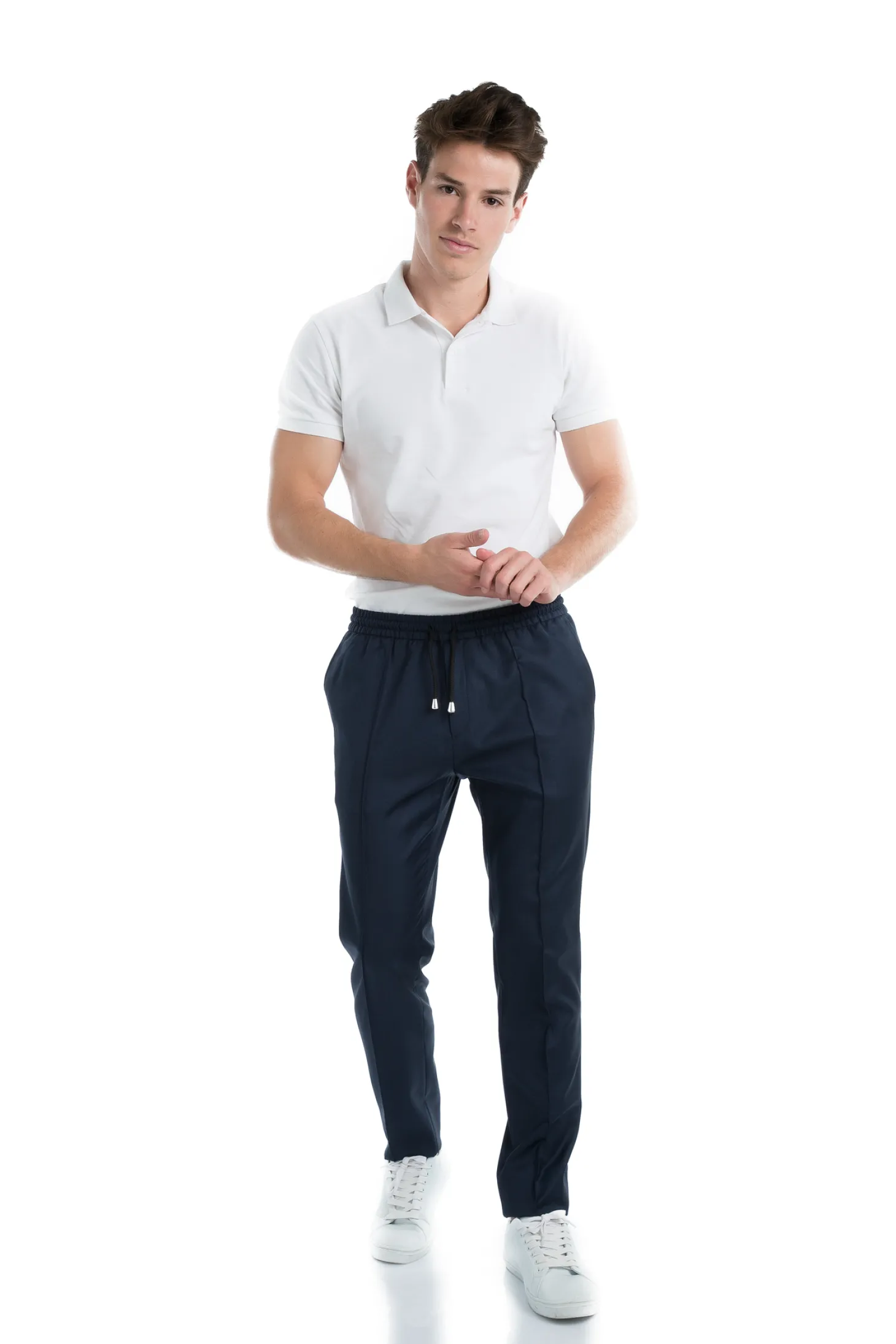 Pantalon Dany fuselé à cordon en pure laine Vitale Barberis Canonico Super 110's
