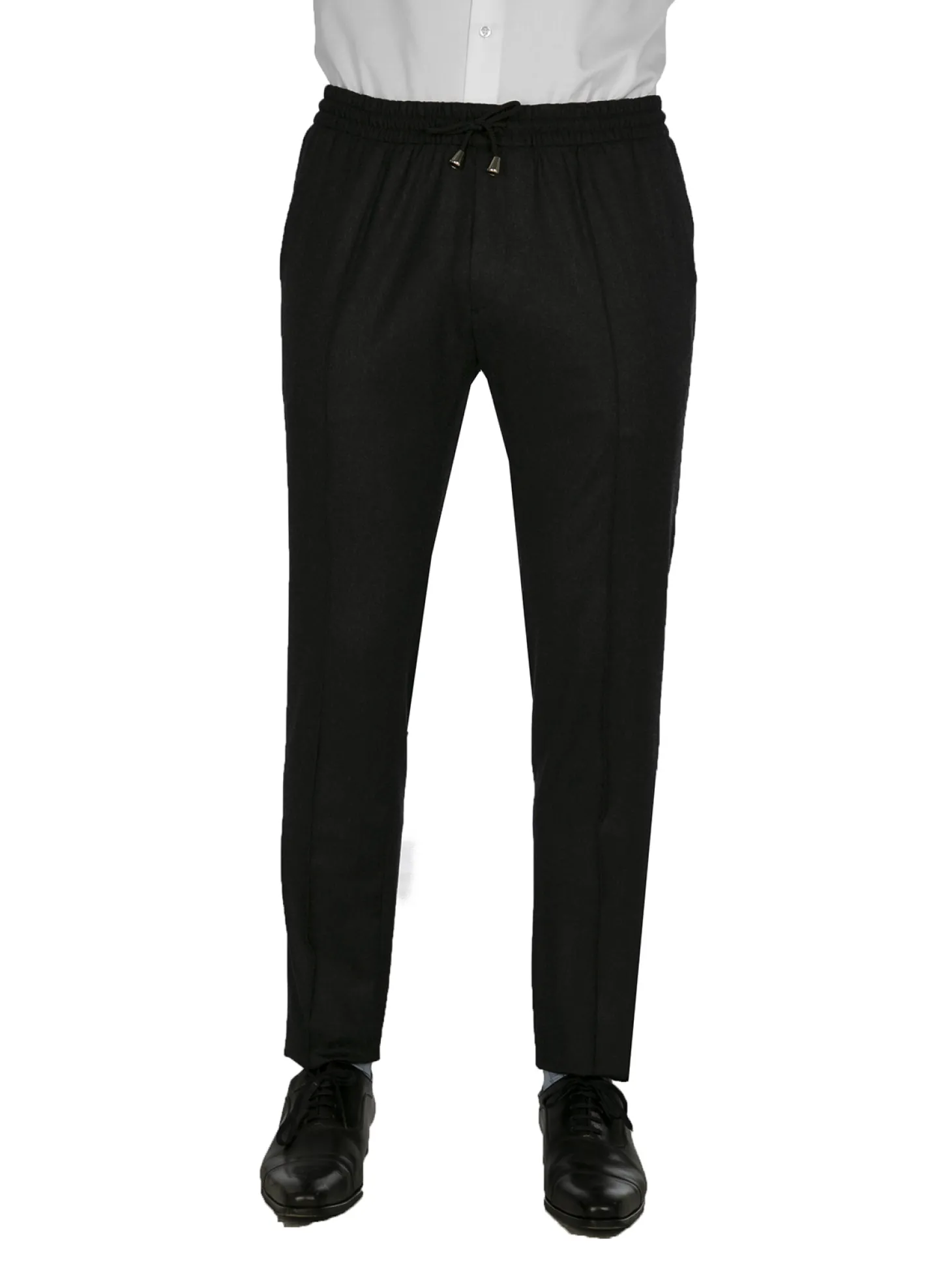 Pantalon Dany fuselé flanelle pure laine à cordon