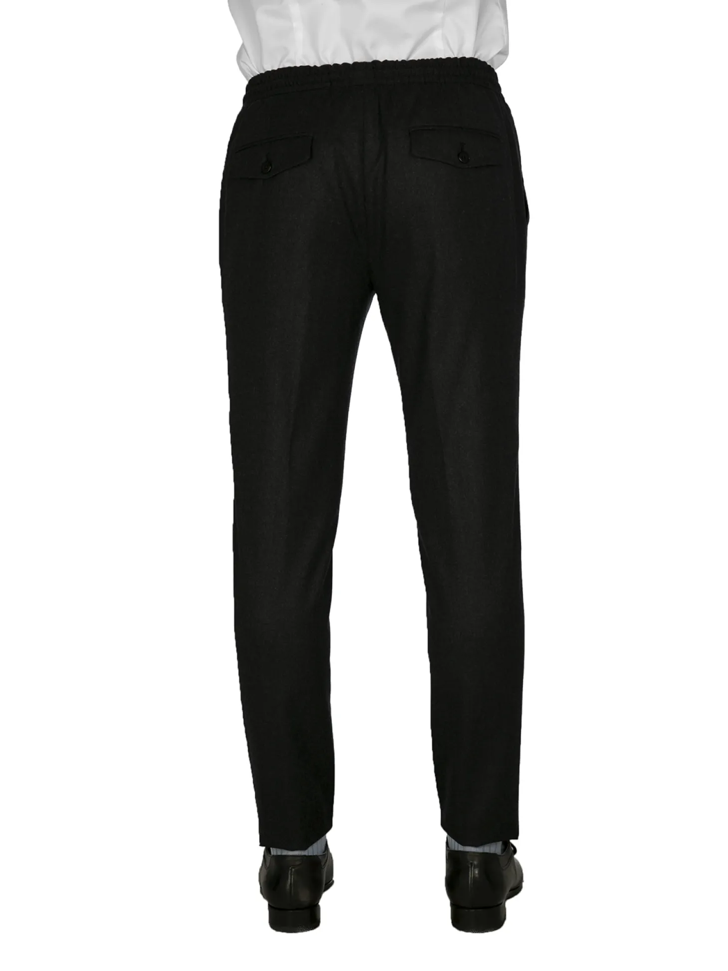 Pantalon Dany fuselé flanelle pure laine à cordon