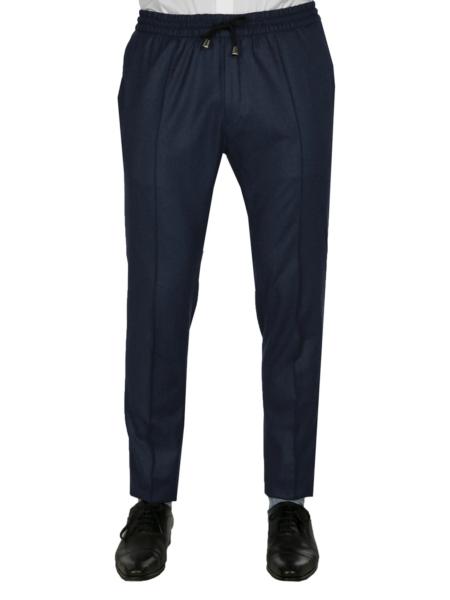 Pantalon Dany fuselé flanelle pure laine à cordon