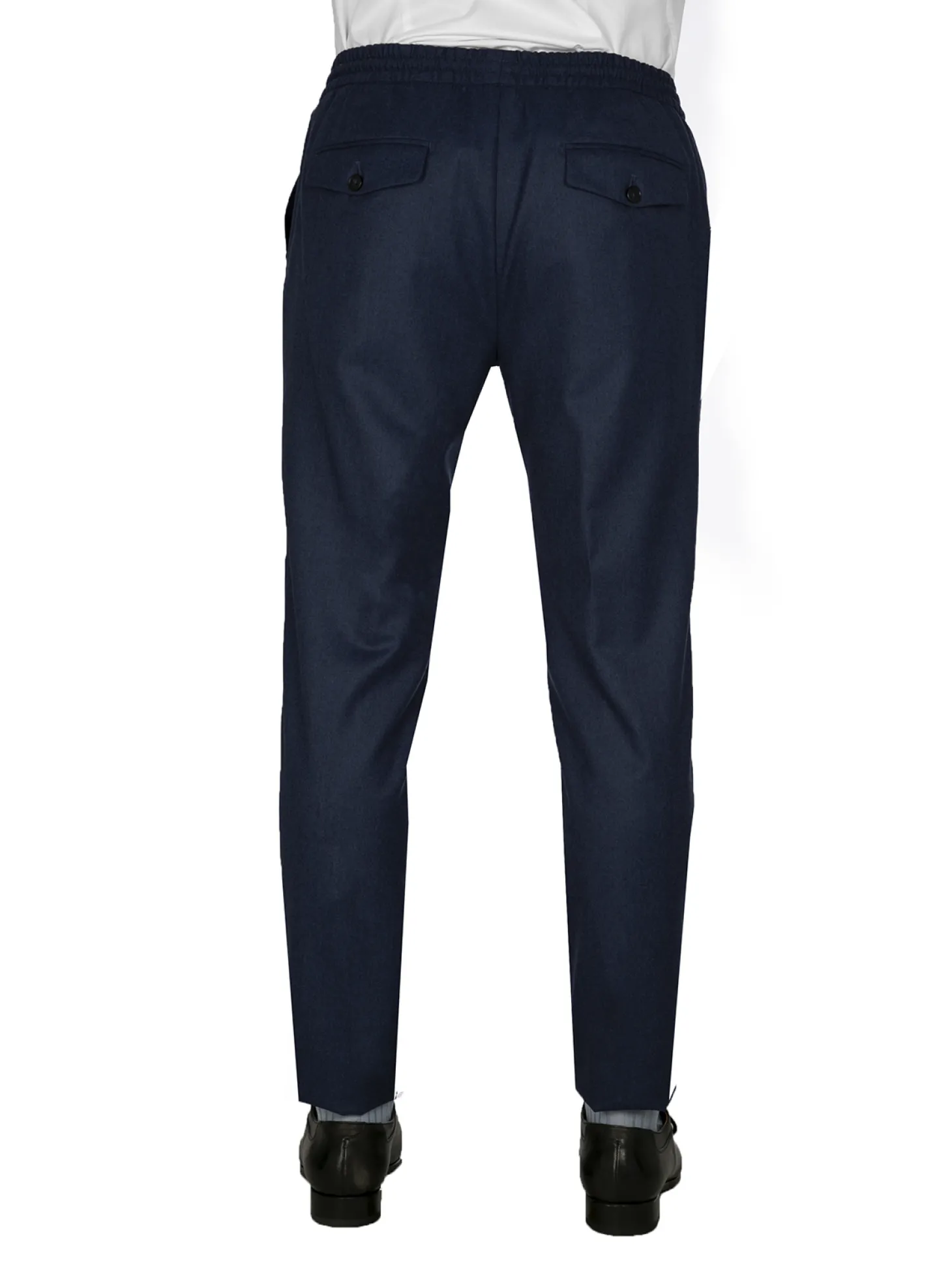 Pantalon Dany fuselé flanelle pure laine à cordon