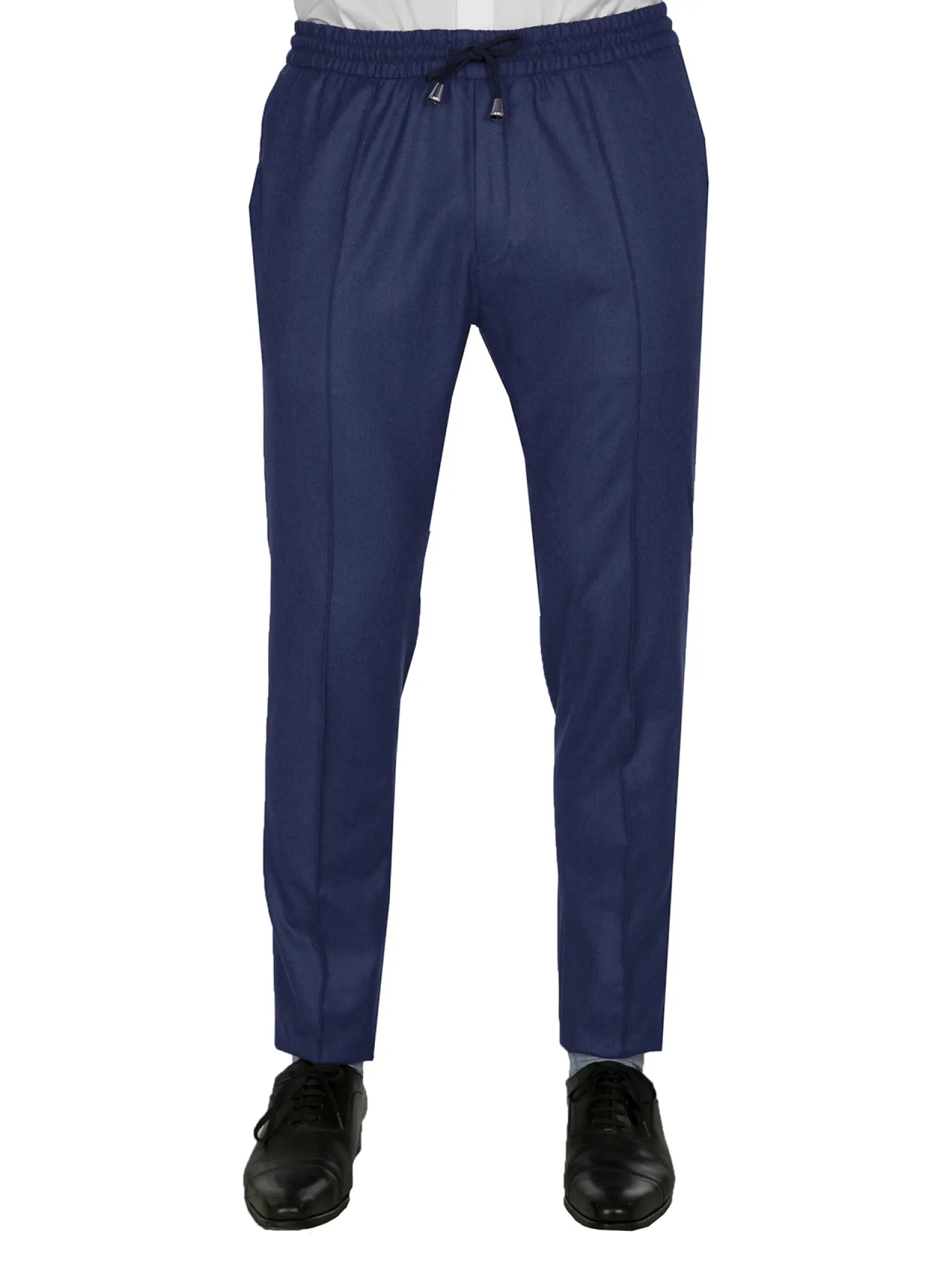 Pantalon Dany fuselé flanelle pure laine à cordon