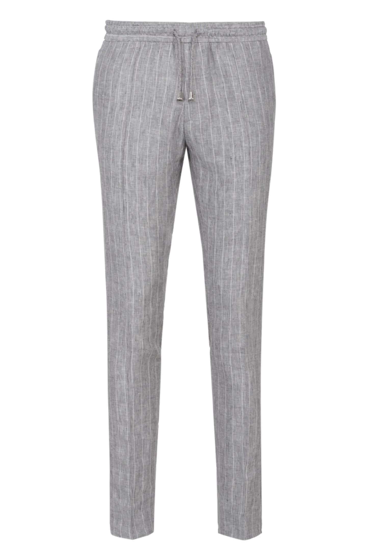 Pantalon rayé fuselé en pur lin à cordon Dany