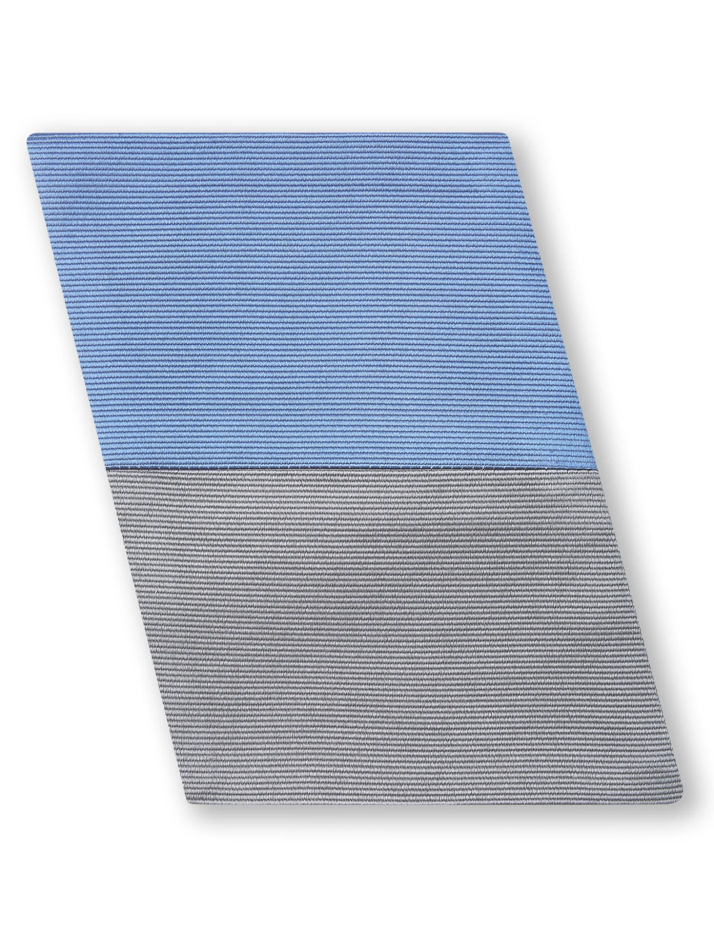 Pochette de costume en pure soie finement côtelée gris réversible bleu dur