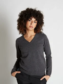 Pull fermme col V en laine et cachemire jauge 12 Maeva