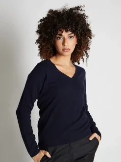 Pull fermme col V en laine et cachemire jauge 12 Maeva