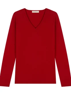 Pull fermme col V en laine et cachemire jauge 12 Maeva