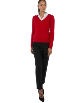 Pull fermme col V en laine et cachemire jauge 12 Maeva