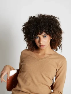 Pull fermme col V en laine et cachemire jauge 12 Maeva