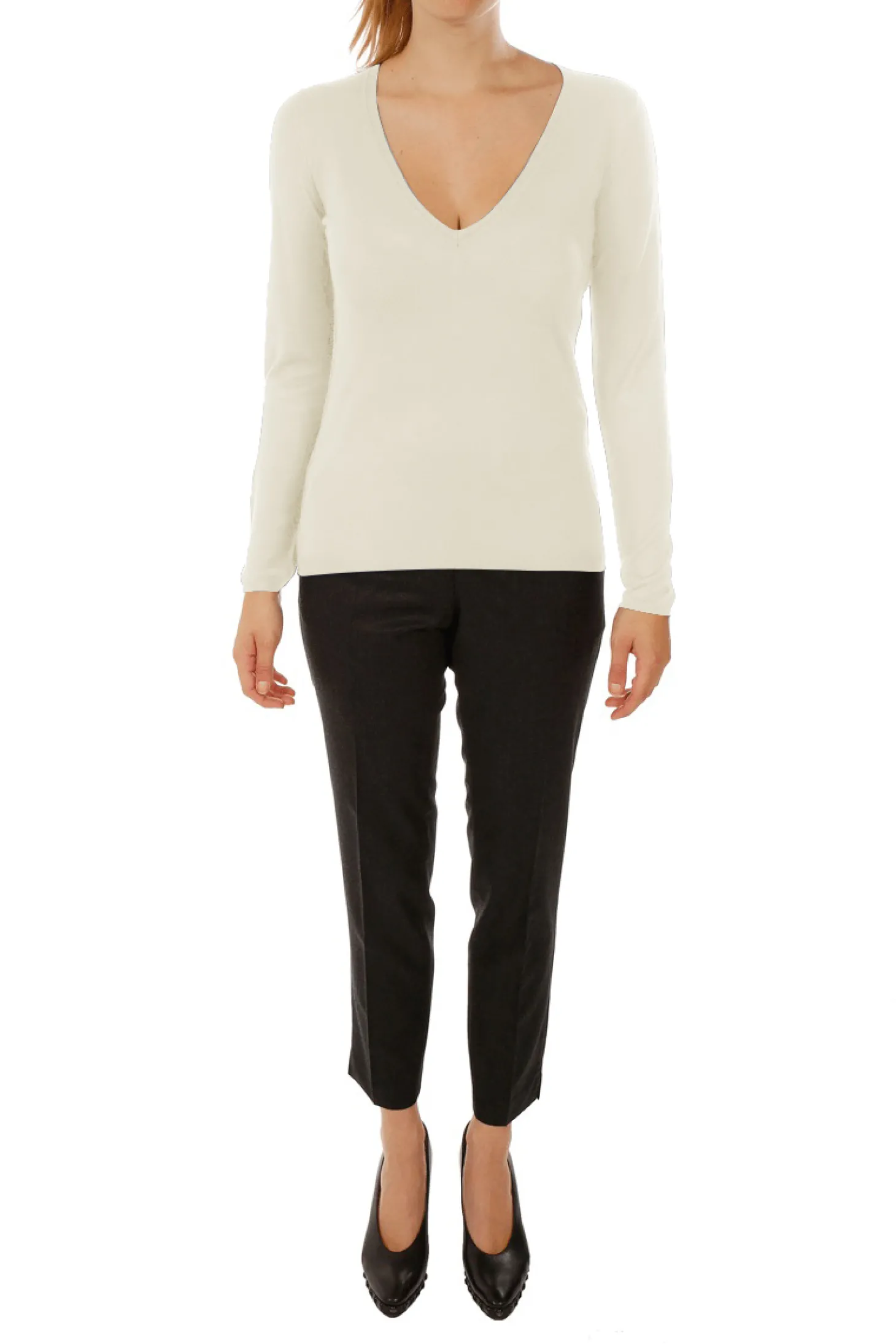 Pull maille Virginie en bambou cachemire col V