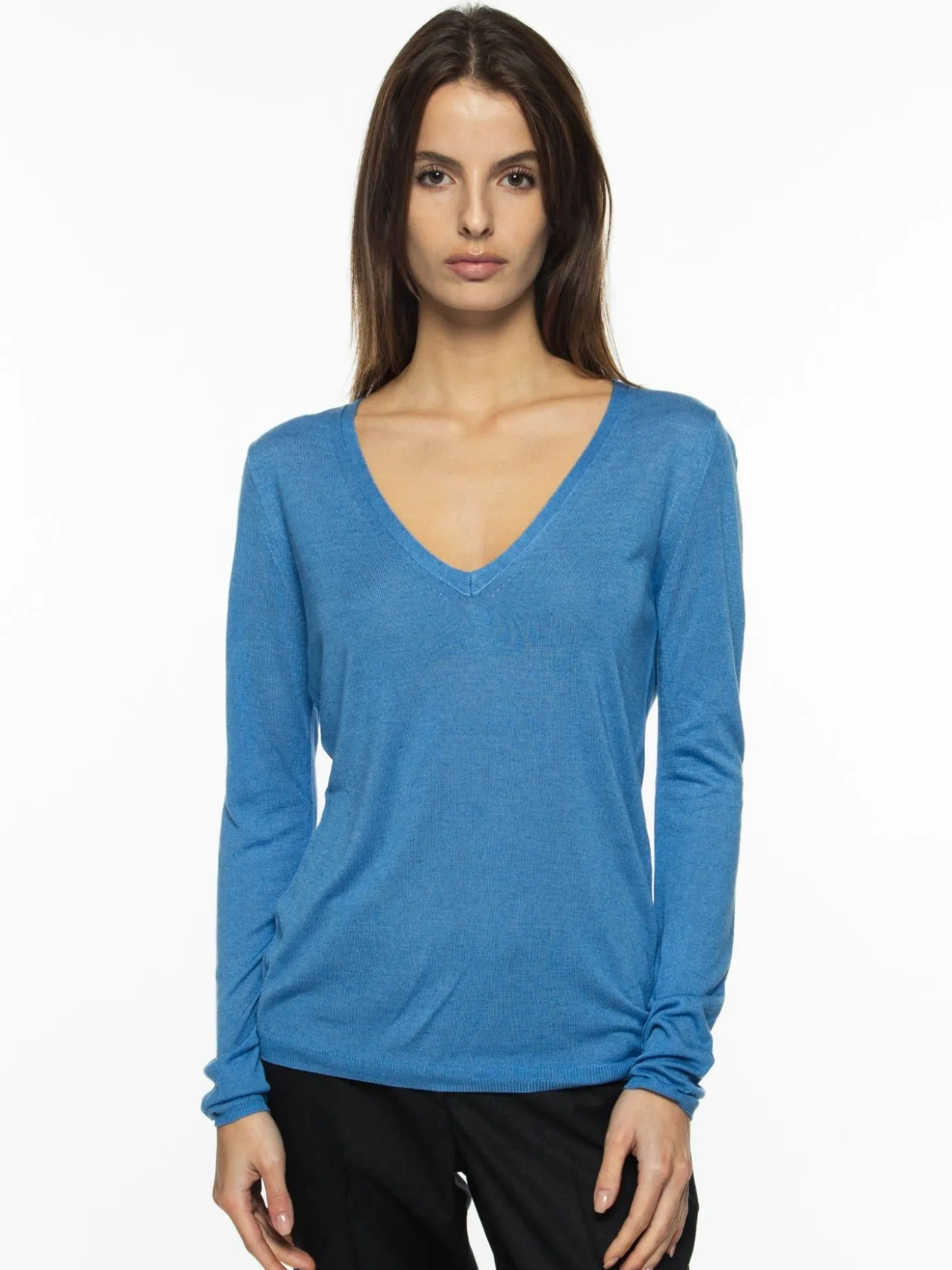 Pull maille Virginie en bambou cachemire col V