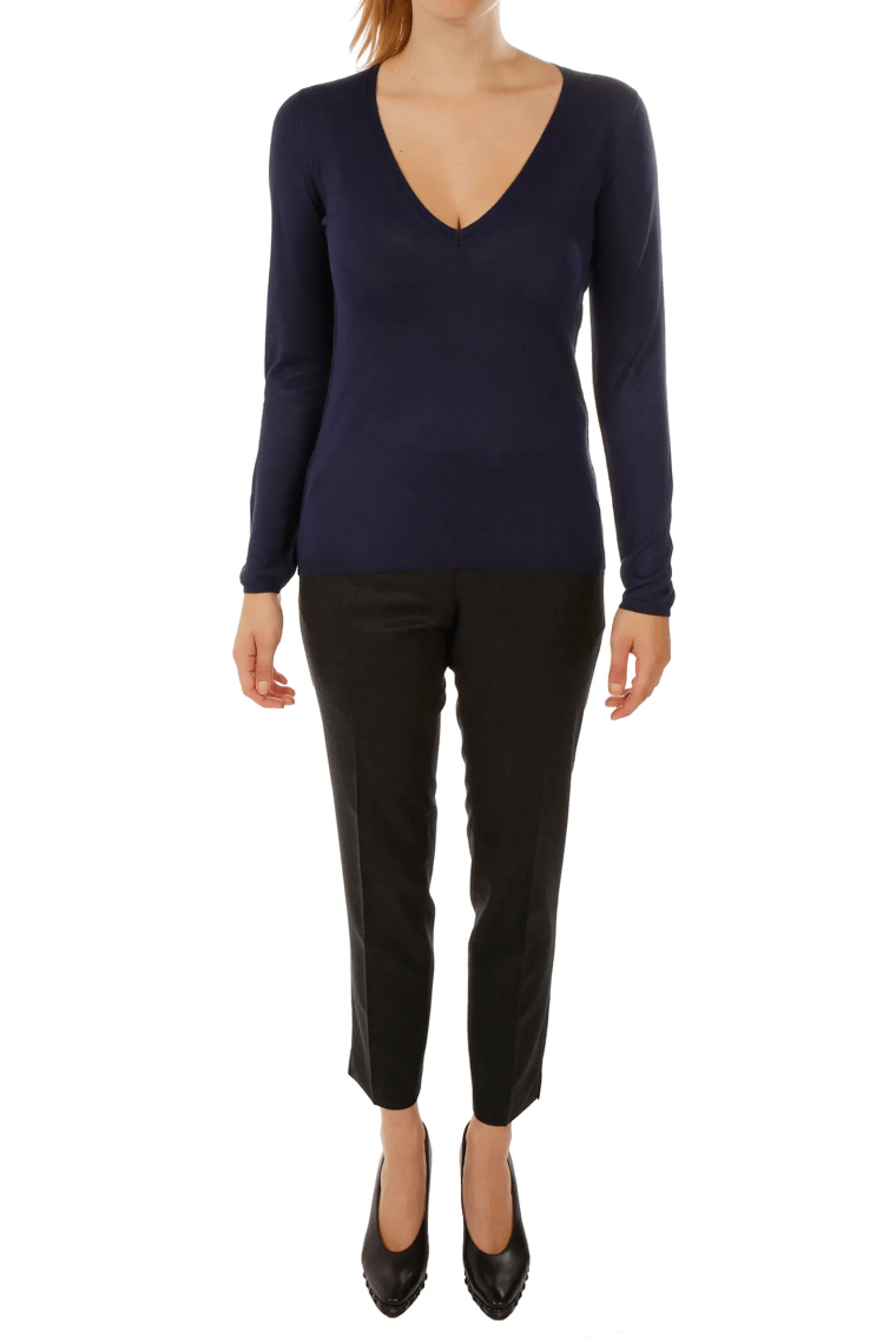 Pull maille Virginie en bambou cachemire col V