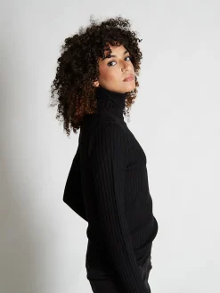 Pull pure laine mérinos col roulé côtelé Veronika