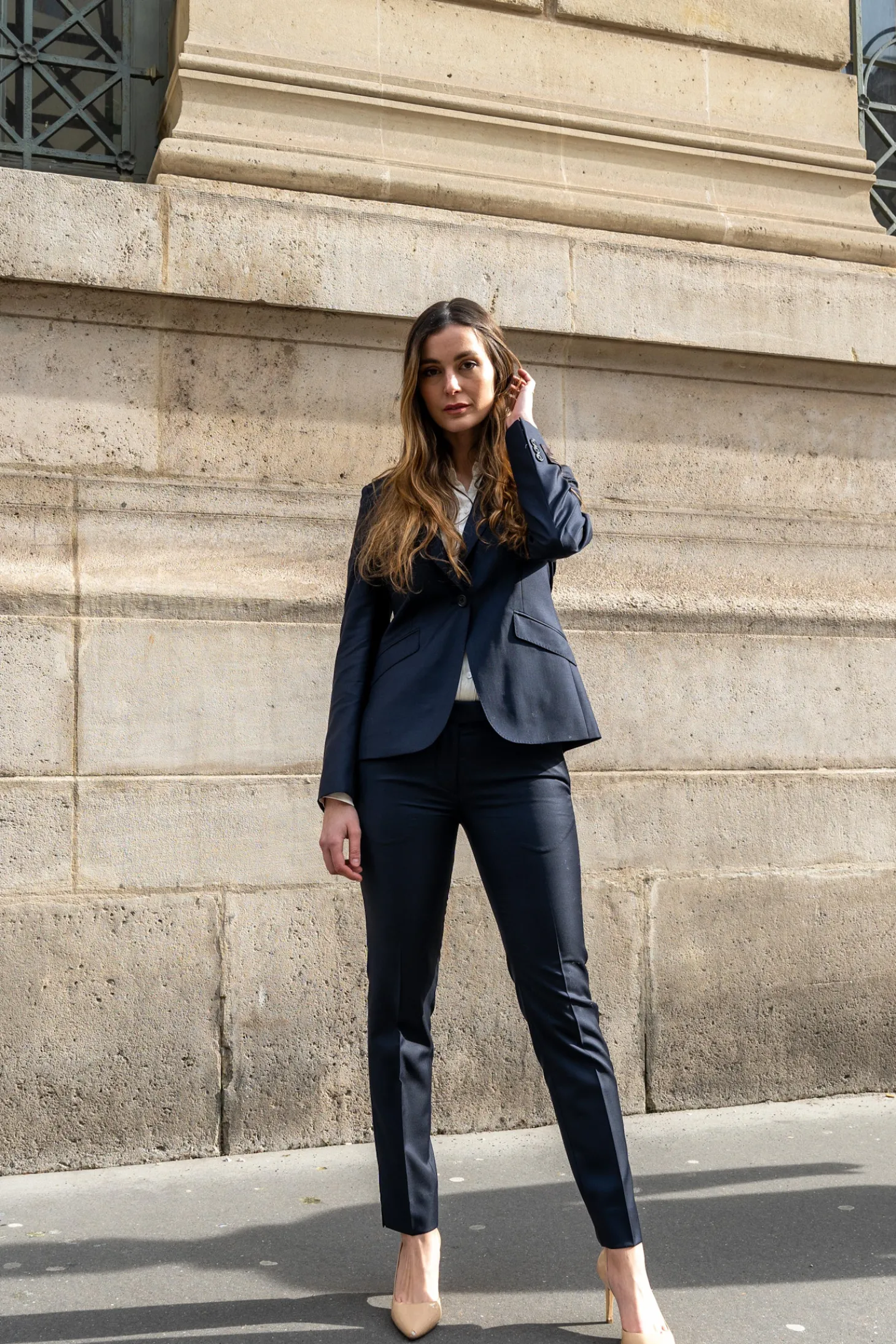 Tailleur cintré pure laine pantalon cigarette Super 110's Vitale Barberis Canonico