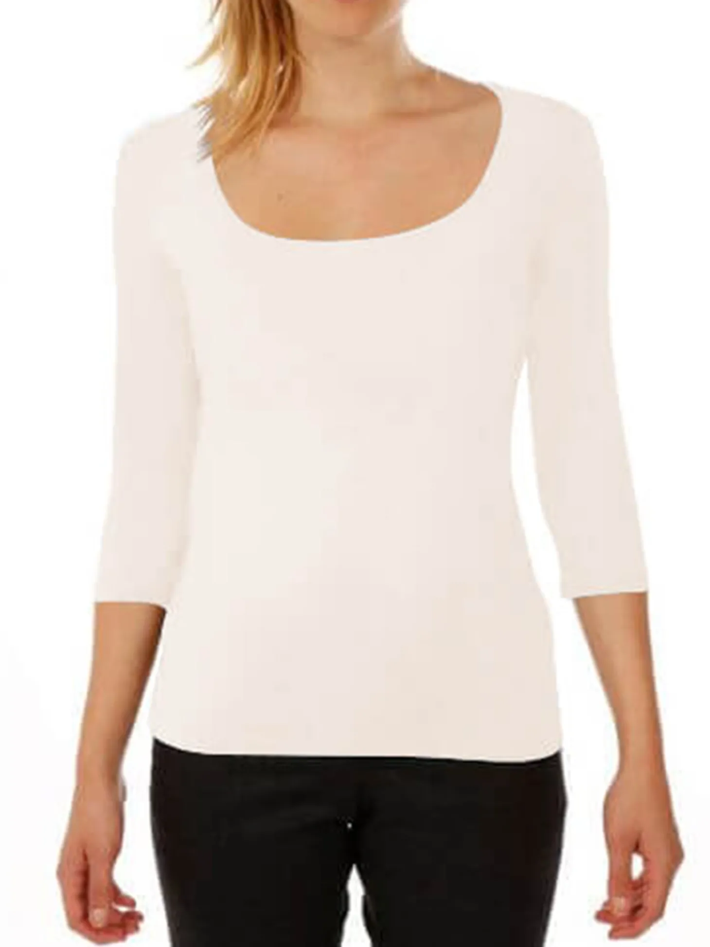 T-shirt stretch col carré manches 3/4 Carry