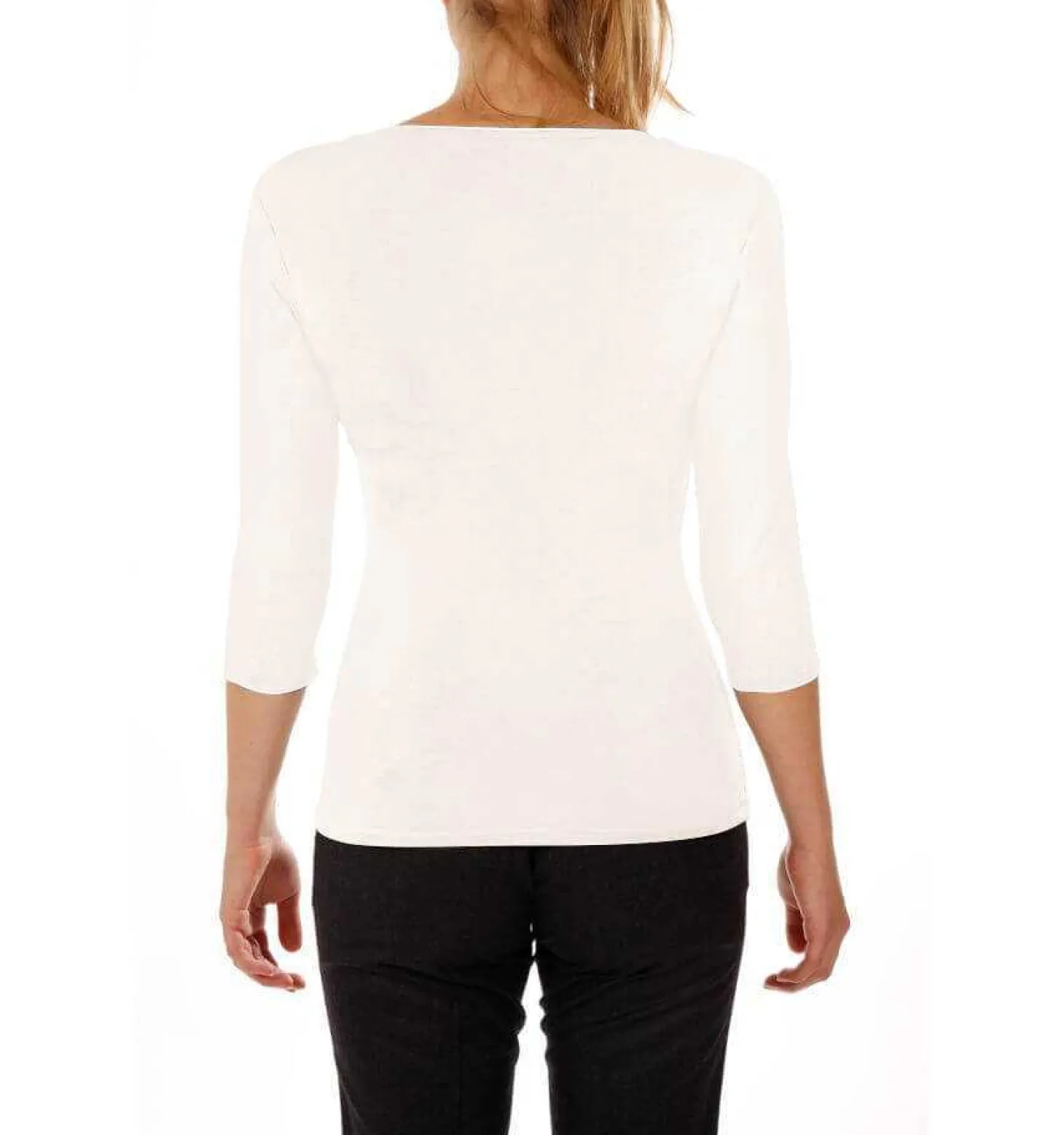 T-shirt stretch col carré manches 3/4 Carry